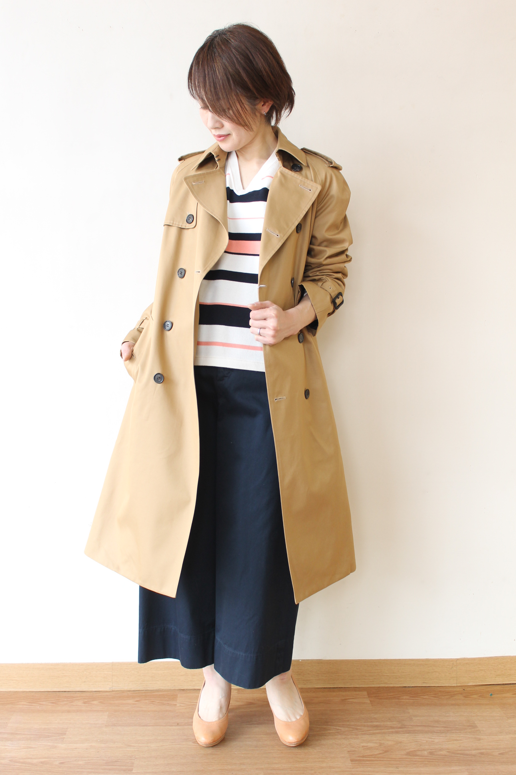 MACRHEE  LIGHT TRENCH ソフトトレンチコート(ネイビー)