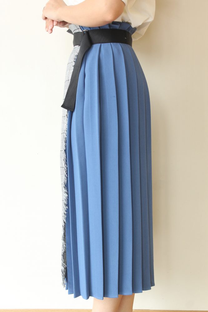 ディニテコリエ(Dignite Collier)チェックプリーツラップスカート／ブルー系 - 6,160円 | 通販 | CREEKS