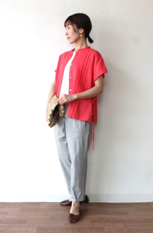ノンブルアンペール(NOMBRE IMPAIR)コットン麻キャンバスボックスブラウス 画像