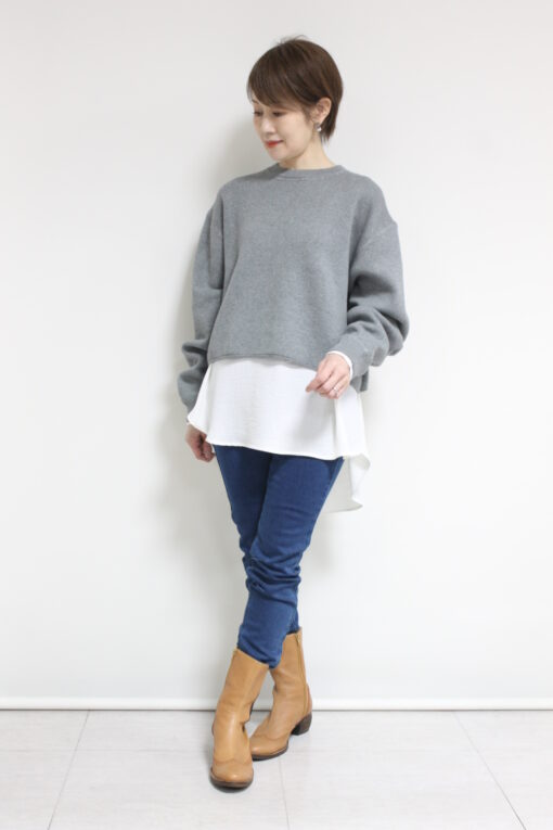 パシオーネ（PASSIONE）ショート丈ニットソー＆インディマーク（INDIMARK）カーブテーパードウエストリブパンツ～☆ 画像