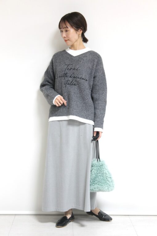 アンカルネ（Un carnet）カットソー重ね着風ロゴ刺繍プルオーバー～★ 画像