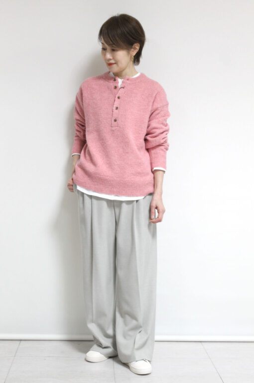 フィルデフェール（FIL DE FER）アルパカ混ソフトスラブヘンリーネックP/O～★ 画像