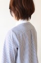 Yangany（ヤンガニー）ネコ刺繍シャツ・クレリックストライプ