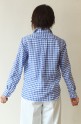 MACPHEE（マカフィー）リネンギンガムチェックコンパクトシャツ・ブルー