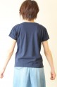 Espeyrac（エスペラック）ロゴ刺繍Vネックショート丈Tシャツ/ネイビー