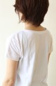 Espeyrac（エスペラック）ロゴ刺繍Vネックショート丈Tシャツ/ホワイト