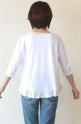  Espeyrac（エスペラック）裾フリル５分袖カットソー／ホワイト
