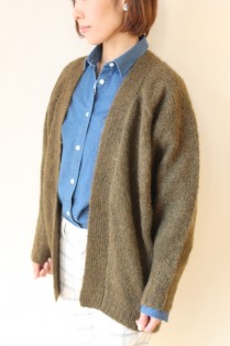 人気新品 MACPHEE(マカフィー）アルパカガウンカーディガン／カーキ カーディガン