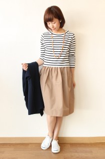 Anana アナナ ドッキングワンピース クロ 白 ベージュスカート 10 0円 通販 Creeks