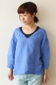 MACPHEE(マカフィー）<br />TOMORROWLAND(トゥモローランド)麻Ｖネックシャツ／ブルー