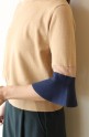 TORRAZZO DONNA(トラッゾドンナ)  袖切り替え半袖ニット／ベージュ×ネイビー