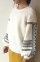 TORRAZZO DONNA (トラッゾドンナ)ビーズ刺繍ニットプルオーバー／オフホワイト