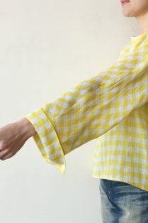 美品 マカフィー ブロックチェック フレンチリネンワイドスリーブプルオーバー 美品 マカフィー ブロックチェック フレンチリネンワイド