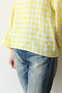 美品 マカフィー ブロックチェック フレンチリネンワイドスリーブプルオーバー MACPHEE(マカフィー）フレンチリネンワイドスリーブプルオーバー