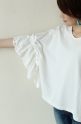 ESPEYRAC(エスペラック）コットンスカラップ刺繍袖カットソー／ホワイト