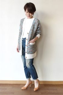美品　IENA トラッゾドンナ　ツィードニットカーディガン　ホワイト TORRAZZO DONNA/トラッゾドンナ】ツィードニットカーディガン