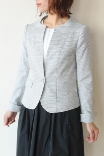 フィグノ（FIGNO）ノーカラーツィードジャケット／グレー - 17,710円 