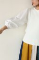 トラッゾドンナ(TORRAZZO DONNA)  袖布帛切替ニットプルオーバー／ホワイト