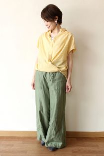 パシオーネ フレンチスリーブシャツ PASSIONE (パシオーネ) ブラウス フレンチスリーブ サイドスリット