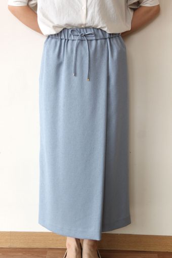 ヤンガニー （Yangany）フェイクリネンラップ風ロングタイトスカート