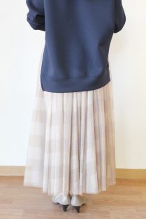 ロージー（ROSIEE)ブロックチェックチュールスカート／ベージュ