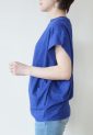マリードール（MARIED'OR）コットン脇タックフレンチ袖プルオーバー／ブルー杢