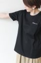 ディニテコリエ(Dignite Collier）ポケット」刺繍Tシャツ／ブラック