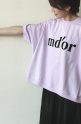 マリードール（MARIED'OR）フロッキープリント身幅ワイド五分袖カットソー／ピンク×ブラック