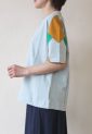フィルデフェール（FIL DE FER）カラーコンビ天竺半袖プルオーバー／サックス