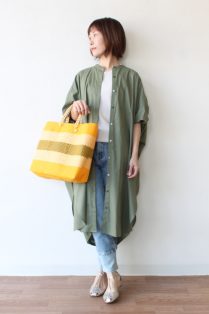 1er Arrondissement バックギャザー シャツワンピ カーキ - メルカリ