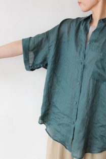 パシオーネ（PASSIONE）シアーリネンシャツ／カーキ - 15,180円