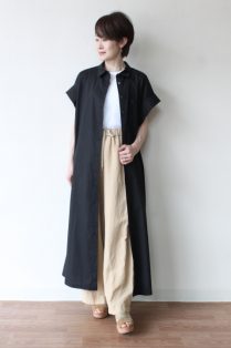 ディニテコリエ(Dignite Collier）ロングシャツワンピ／ブラック