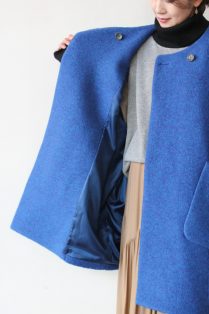 パシオーネ（PASSIONE）ノーカラーシャギーコート／ブルー - 23,100円