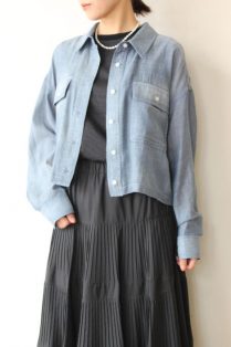 ディニテコリエ(Dignite Collier）シアーデニムショート丈シャツ