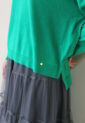 ディニテコリエ(Dignite Collier）シルク混鹿の子切替プルオーバー／グリーン