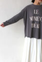 ロージー（ROSIEE)ロゴプリントロングTシャツ／チャコール