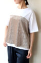 アンカルネ（Un carnet）ベロアキャミソールTシャツ／オフ×ベージュ