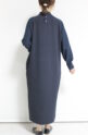 フィルデフェール（FIL DE FER）変形編みコンビハイネックワンピース／ネイビー