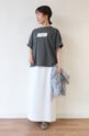 マリードール（MARIED'OR） 刺繍貼り付け5分袖クルーTシャツ／チャコール