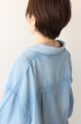 ディニテコリエ(Dignite Collier）ショート丈シアーデニムシャツ（ショート丈）／サックス