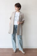 ディニテコリエ(Dignite Collier）メッシュ半袖ジャケット／ベージュ