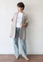 ディニテコリエ(Dignite Collier）メッシュ半袖ジャケット／ベージュ