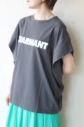 シロデラボンテ（siro de labonte）CHARMANTタックスリーブＴシャツ／チャコール×オフ