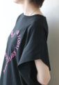 シロデラボンテ（siro de labonte）ハートタックスリーブＴシャツ／ブラック×ピンク