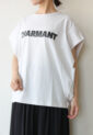 シロデラボンテ（siro de labonte）CHARMANTタックスリーブＴシャツ／エクリュ×ブラック