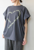 シロデラボンテ（siro de labonte）ハートタックスリーブＴシャツ／チャコール×イエロー