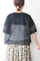 ロージー（ROSIEE）シアー切替えワイドＴシャツ／ブラック
