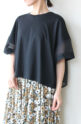 ロージー（ROSIEE）シアー切替えワイドＴシャツ／ブラック