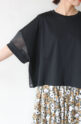 ロージー（ROSIEE）シアー切替えワイドＴシャツ／ブラック