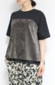アンカルネ（Un carnet）ベロアキャミソールTシャツ／ブラック×ブラウン